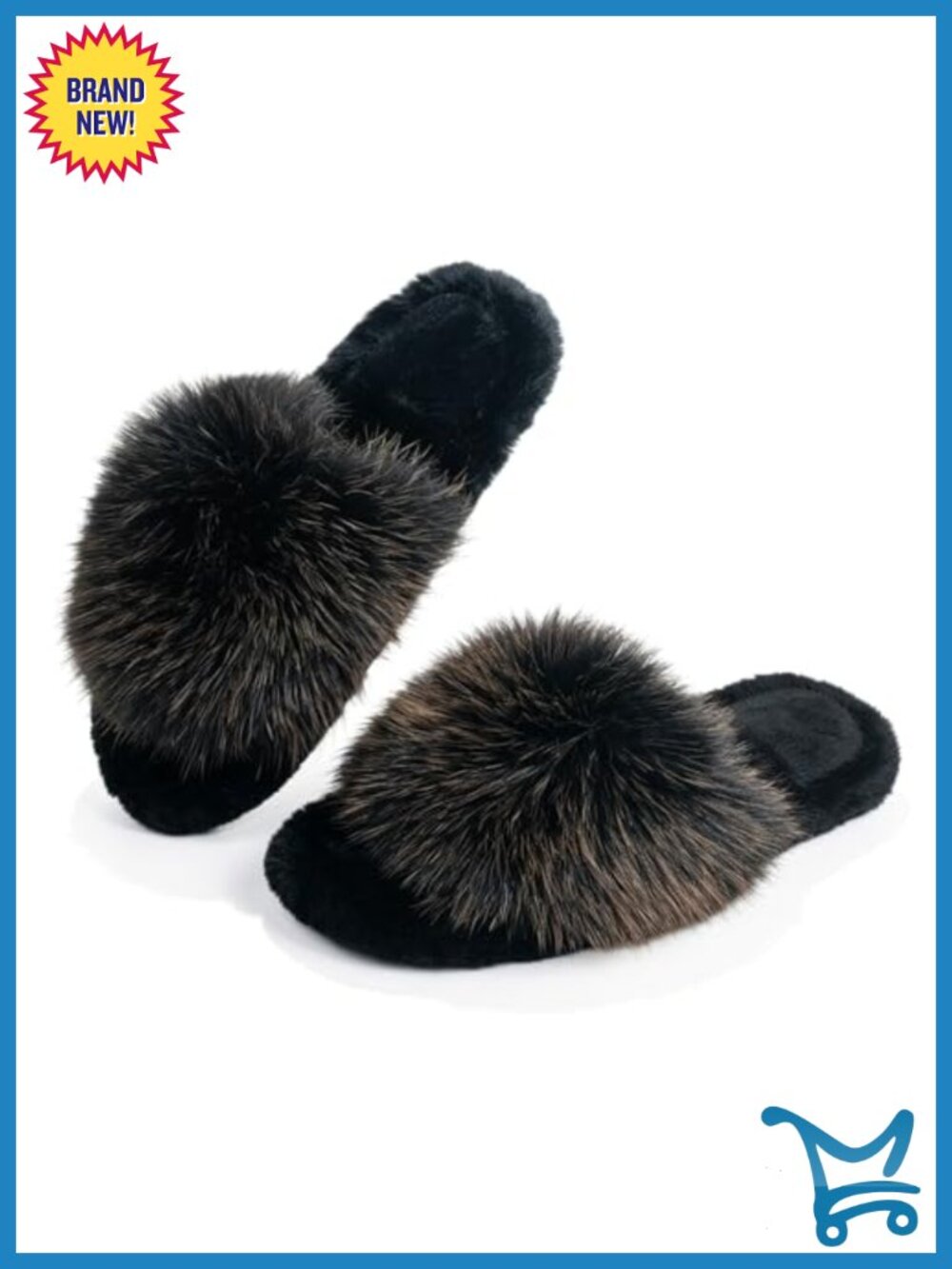 Faux Fur Open Toe Slippers for Women Indoor